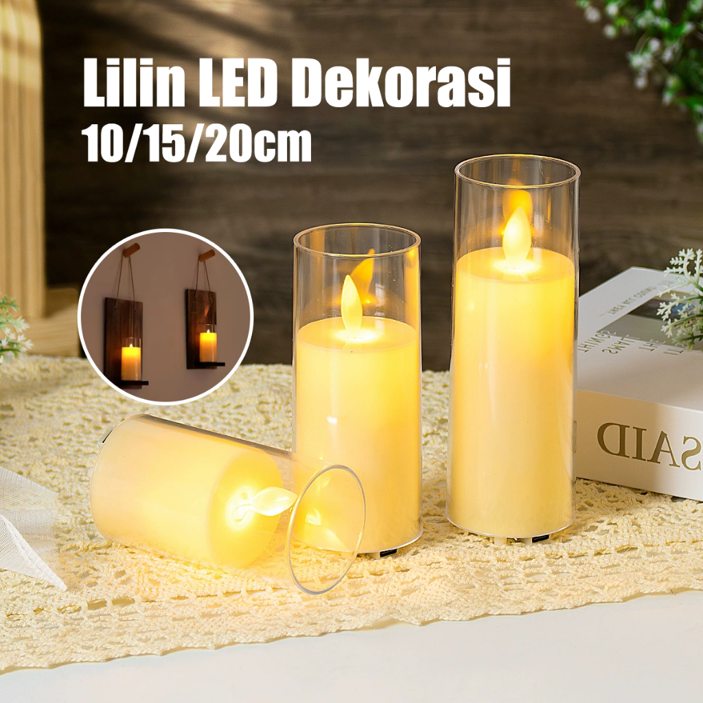 Lilin LED Premium Lilin LED Dekorasi Desain 3D Tanpa Asap Lilin Palsu Cahaya Hangat Putih untuk Deko