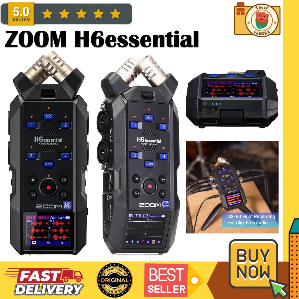 Zoom H6essential 6-Track 32-Bit Float Portable Audio Recorder Mic with Built in Mixer Zoom H6 Essent