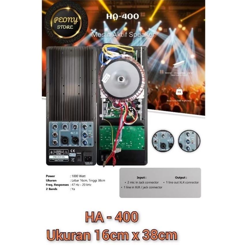 POWER KIT MESIN SPEAKER AKTIF AUDIO SEVEN HA-400 16X38 /  MESIN KIT 1000 Ia AUDIO SEVEN HA400 16X38 