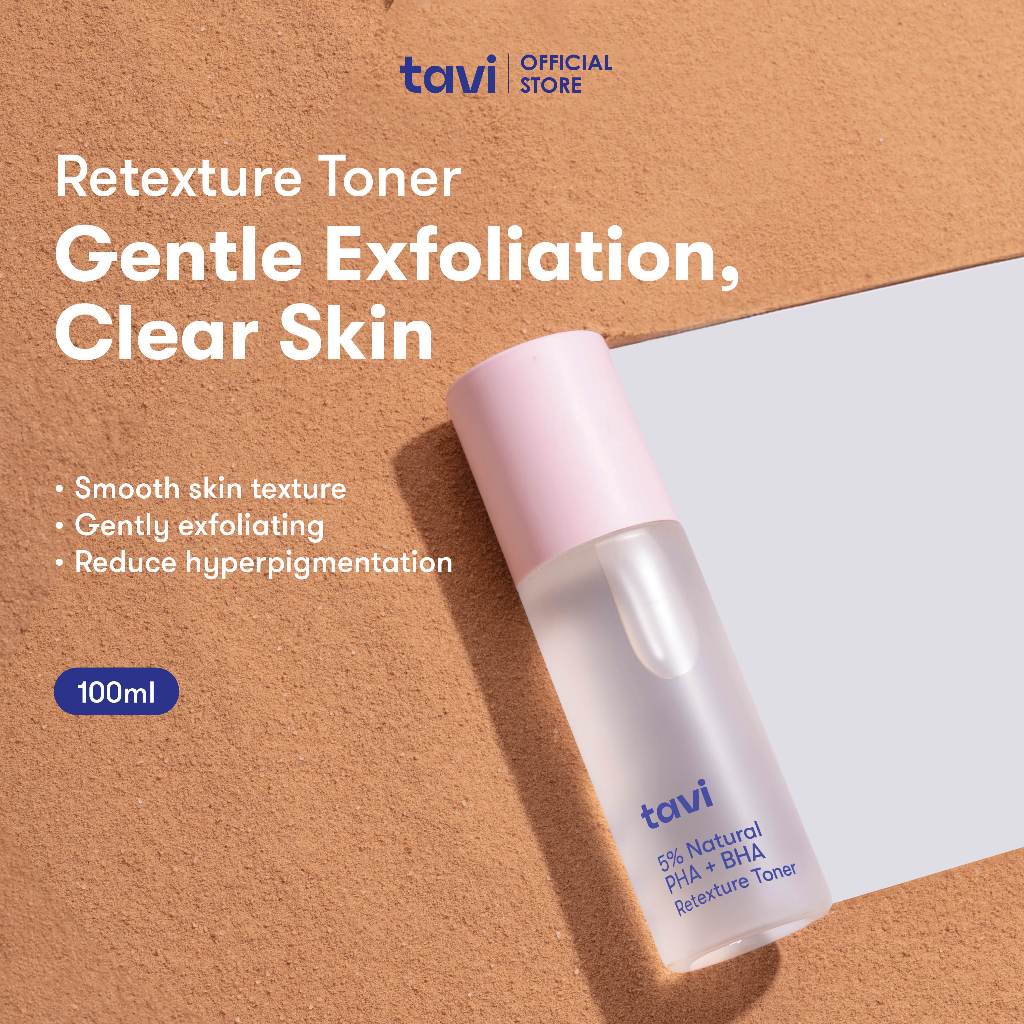 TAVI 5% Natural PHA + BHA Retexture Toner 100 ml - Toner Eksfoliasi Meratakan Tekstur Kulit