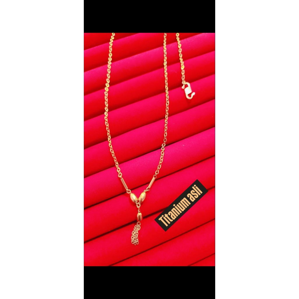 kalung titanium kait S bahan titanium asli berlapis emas asli 23 karat