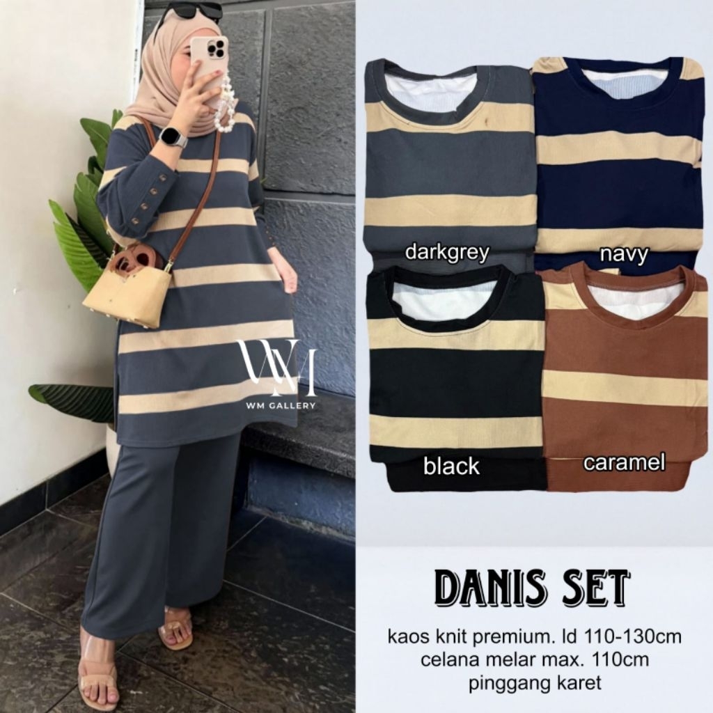 setelan kaos wanita terbaru danias one set knit wanita