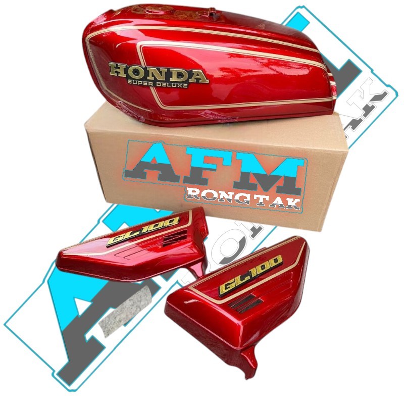 PROMO Tangki Tengki GL 100 GL100 Pres Pabrik Warna Merah Set Bok Aki GL 100 Set Emblem Tangki GL 100
