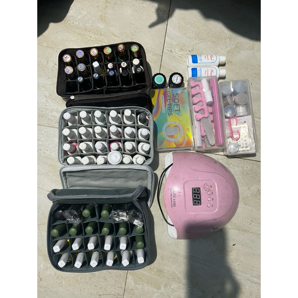 preloved nail art paket usaha kutek PL gel oil vitamin sinar uv x5 sun nail gel party ido polish cha