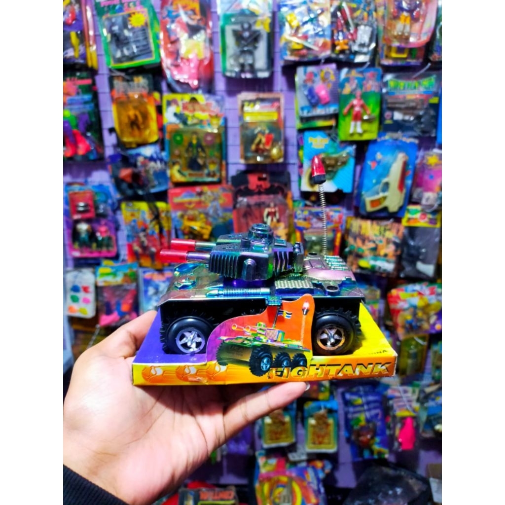 mainan tank baja friction jadul