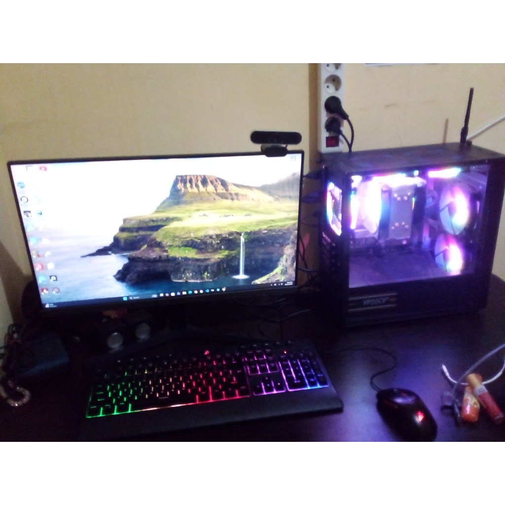 PC Gaming Editing Second AMD Ryzen 5 5600G RAM 16GB Mobo Asrock B550M Full Set Monitor keyboard dan 