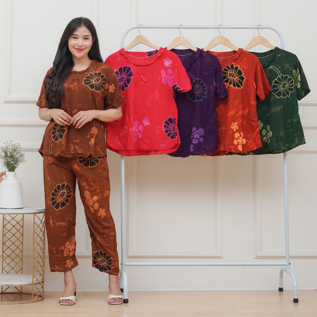 SETELAN ANAK/ABG BATIK CAP MOTIF SUNAN LD 102 CM ,( UNTUK ANAK/ABG) lengan pendek umur Bisa COD