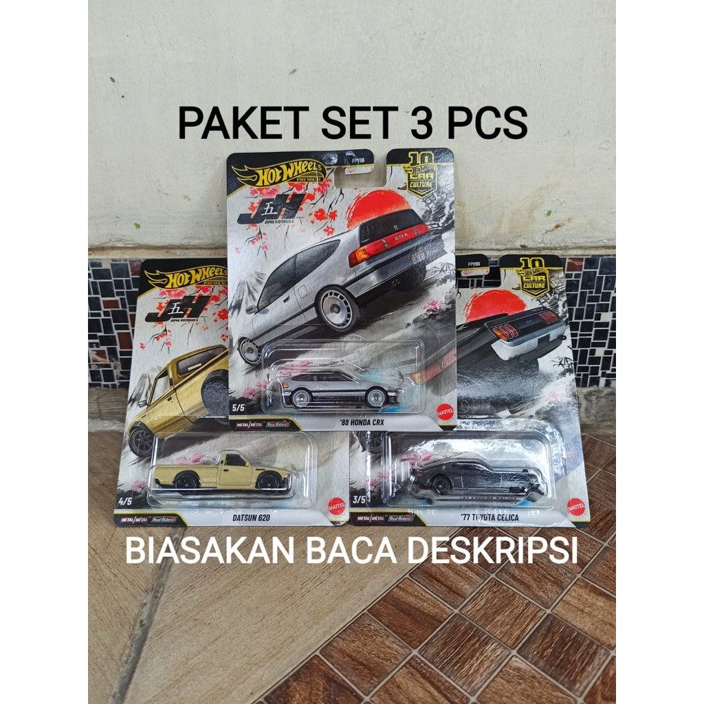 Hot Wheels Premium Paket Set 3 Pcs Japan Historics Japhis 5 2026 88 Honda CR-X CRX + Datsun 620 + 77