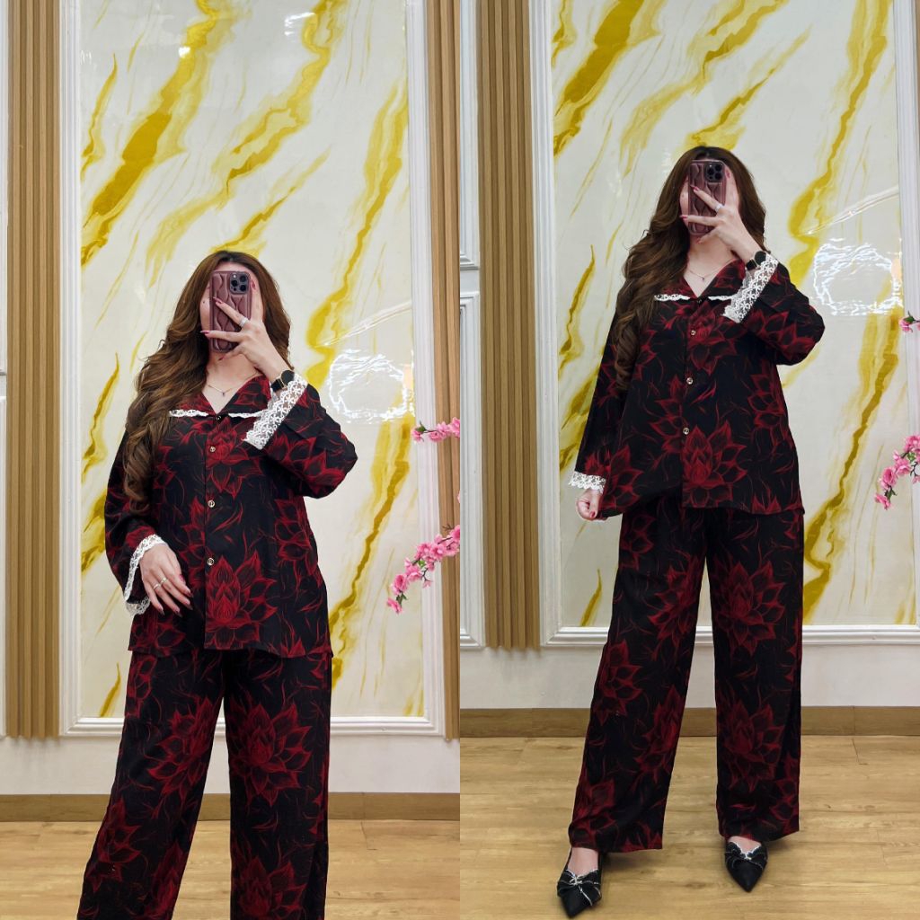 baju setelan One set Rubby Piyama Alula set Andini Nabila Kulot by Vn terbaru kekinian