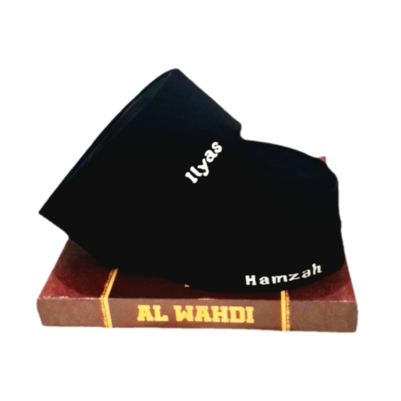Peci Songkok Hitam Polos Custom Bordir Nama Anak Dan Dewasa