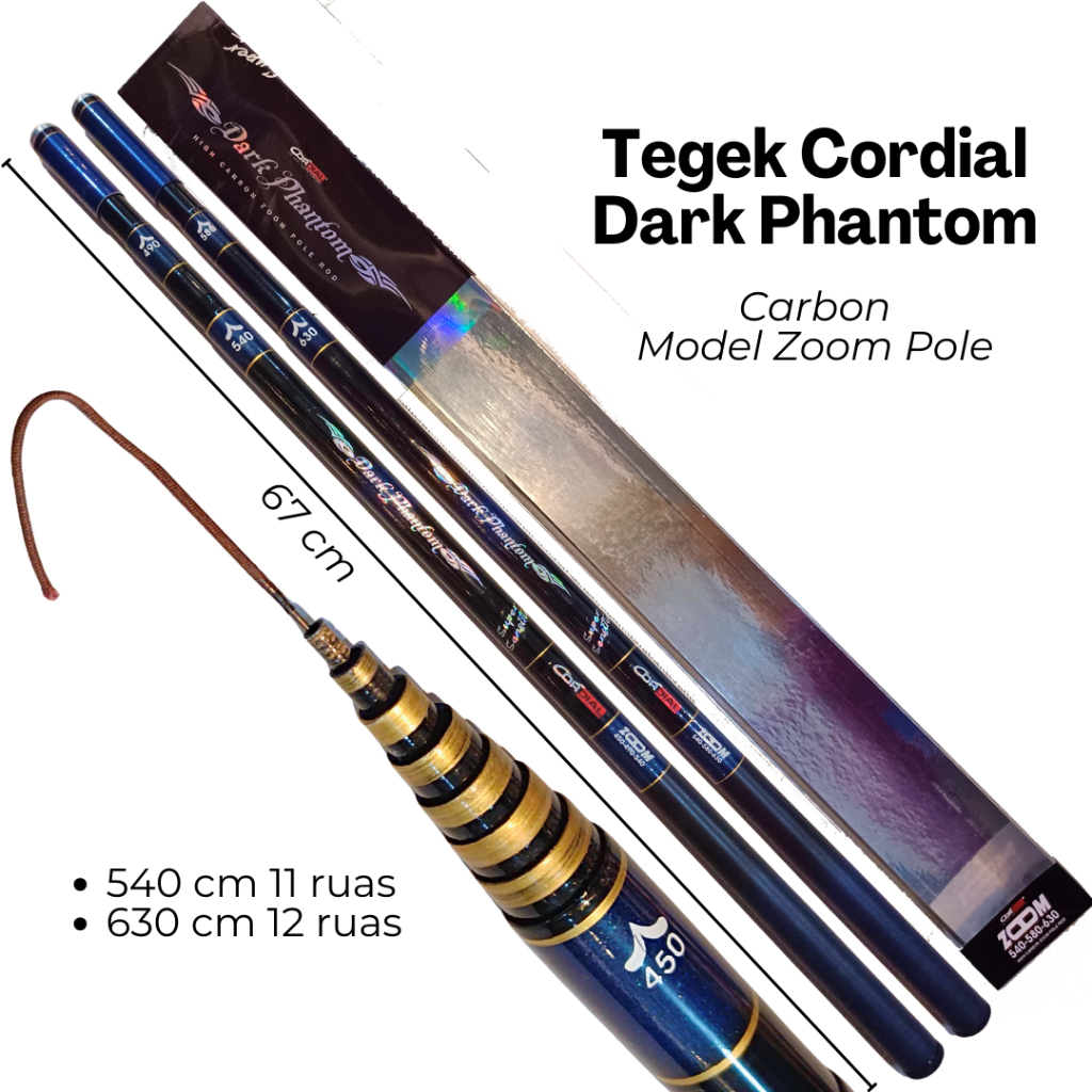 Tegek Cordial Dark Phantom Joran Pancing Pole Zoom Karbon