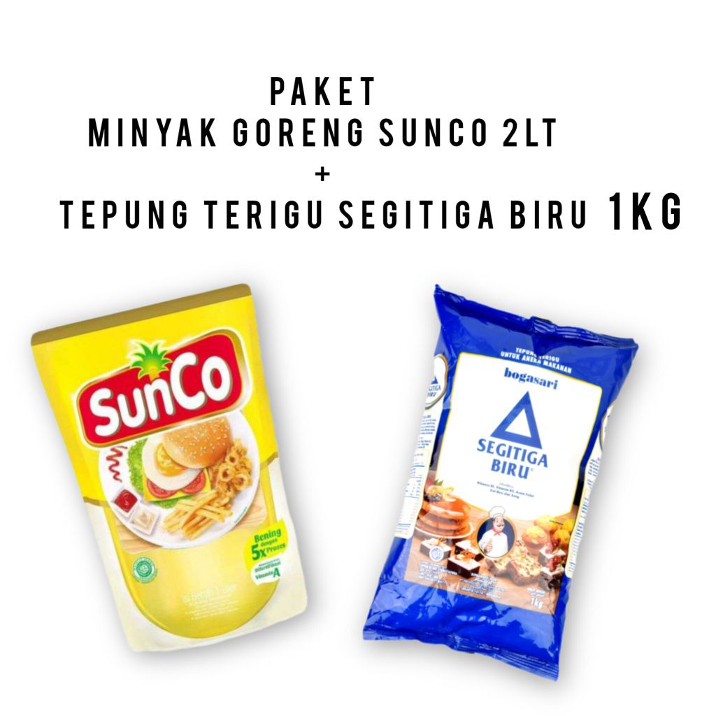 Paket Minyak Goreng Sunco 2LT + Tepung Segitiga Biru 1KG