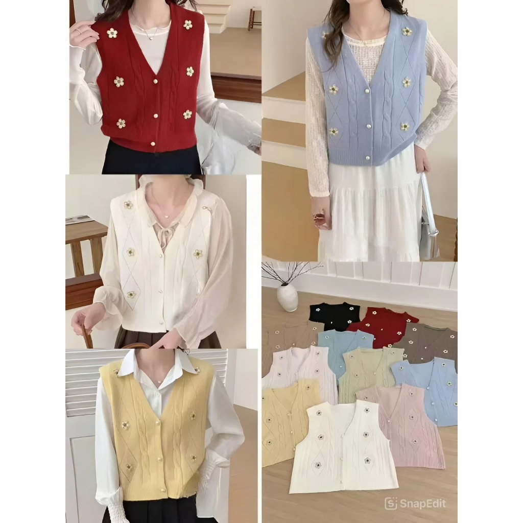 Vest Wanita Rajut Korean Style YL Outer KODE #2218 Bahan Rajut Size M L XL XXL XXXL LD 100-130 CM Ba