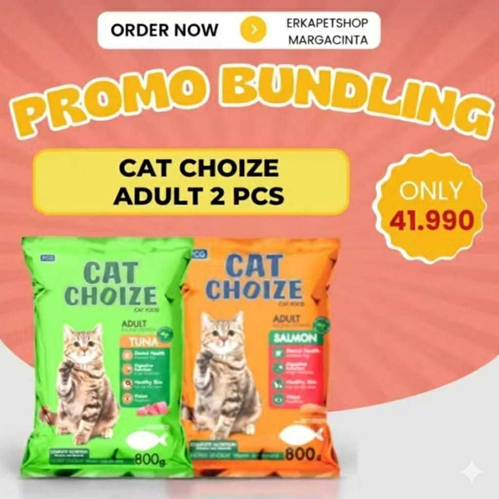 [PAKET BUNDLING] 2 PCS Makanan Kering Kucing CAT CHOIZE ADULT 800 GR Kemasan Freshpack