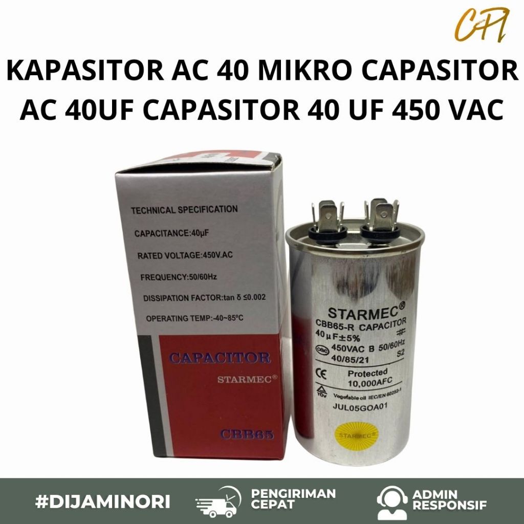 KAPASITOR AC 40 MIKRO CAPASITOR AC 40UF CAPASITOR 40 UF 450 VAC