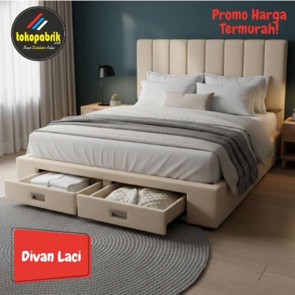 Divan Laci Minimalis / Ranjang Dipan Springbed Plus Laci Murah Tangerang Depok