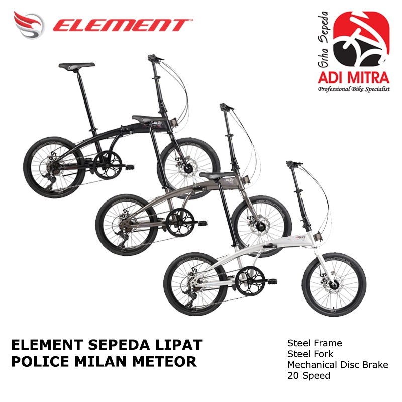 Element Police Milan Meteor [20 Inch] Folding Bike Sepeda Lipat