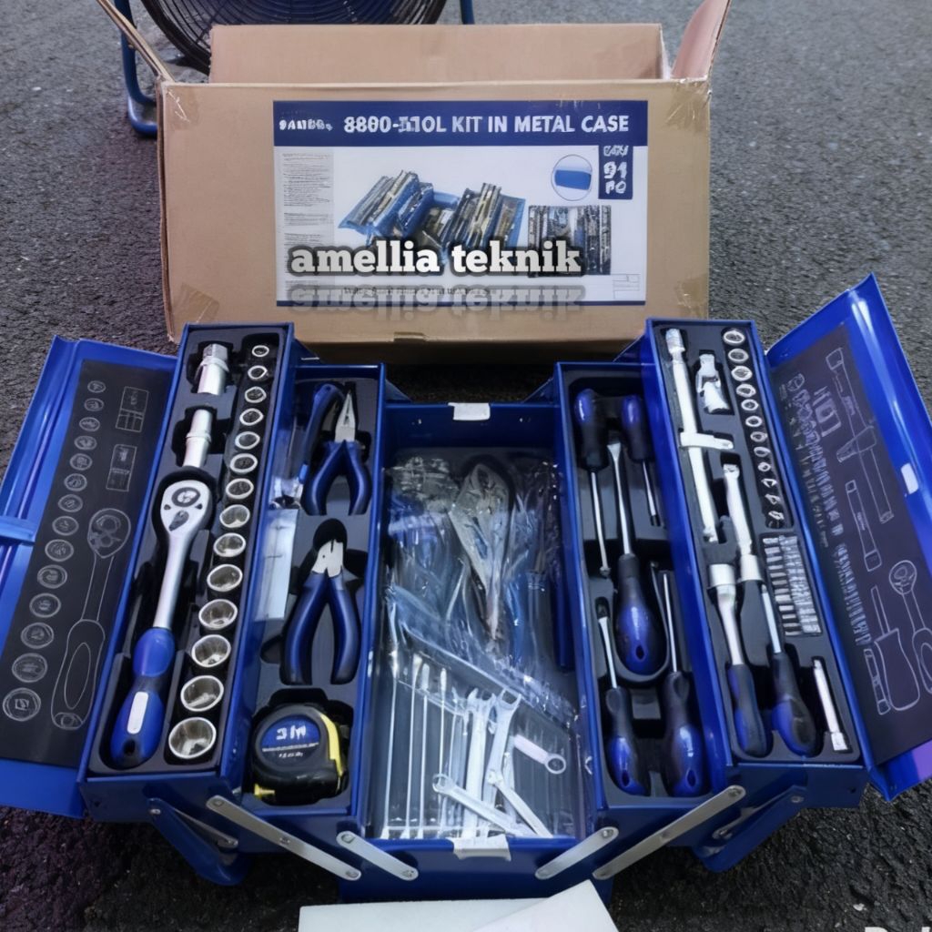 Tool Box / Tool Kit Set 91 Pcs Set In Metal Cesse Tool Box Kit Set Merek SANDS