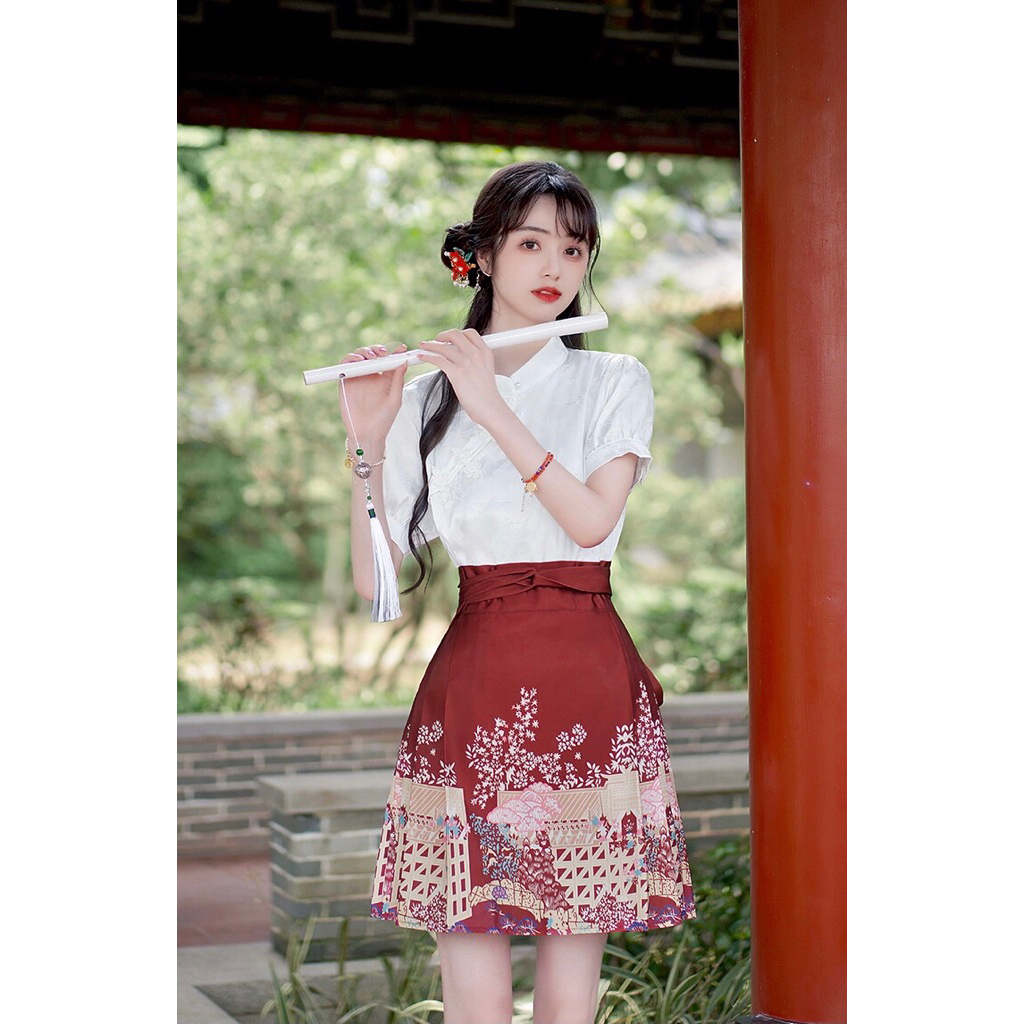 Atasan Wanita Hanfu Modern Putih | Blouse Cheongsam Lengan Pendek | Chinese Style Elegant Top