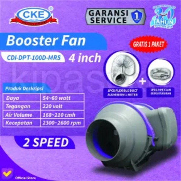 CKE Inline Duct 4 Inch CDI-DPT-100D-MRS