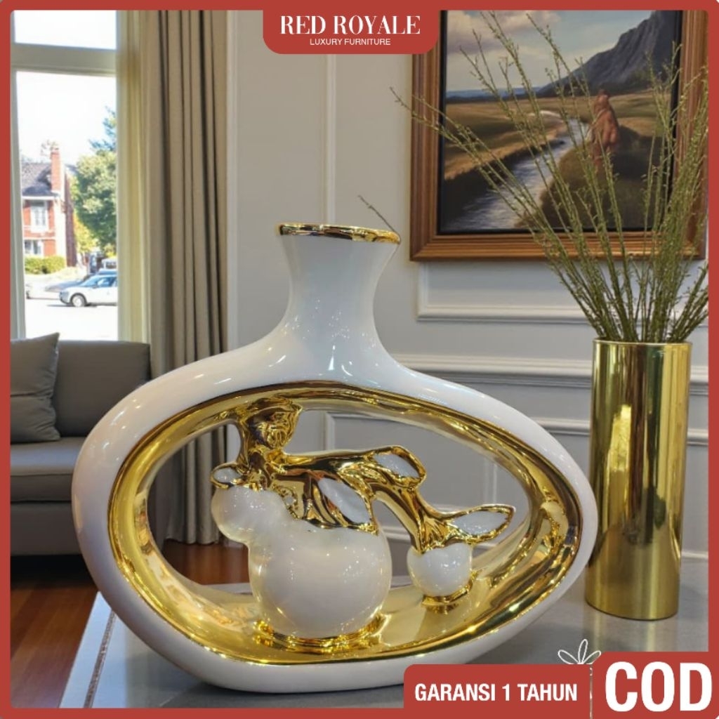 vas bunga keramik aesthetic dekorasi hiasan ruang tamu minimalis