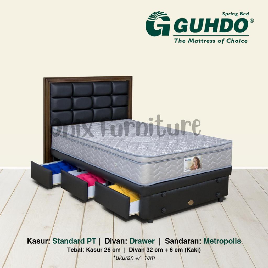 Springbed Gudho Base Drawer HB Metropolis SPT FULLSET 120x200 GreyBlack