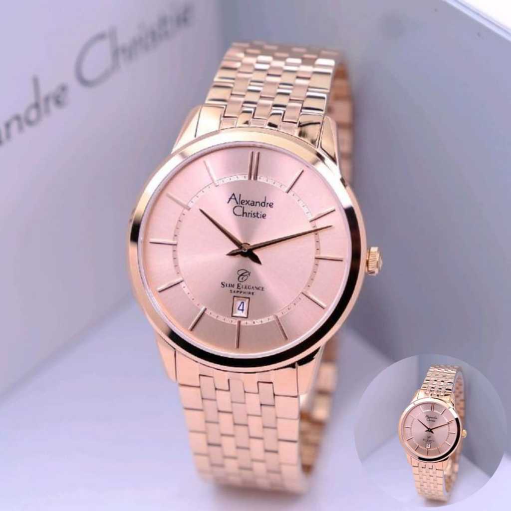Jam Tangan Pria & Wanita Alexandre Christie AC 8709 Sapphire Slim Elegance Original