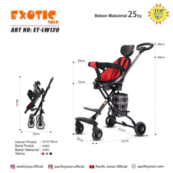 MAGIC STROLLER EXOTIC LW 120 ADJUSTABLE SEAT BISA DUDUK, REBAH, TIDUR