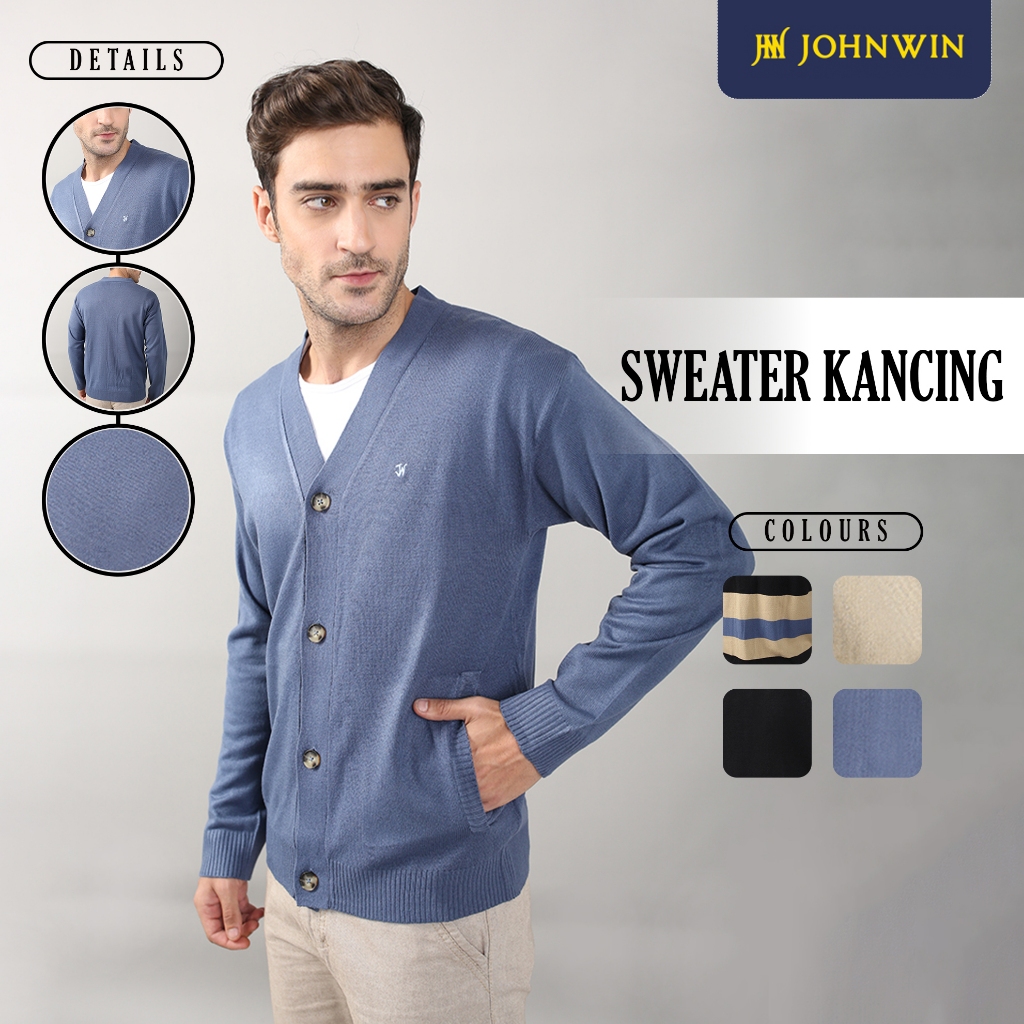 Johnwin - Cardigan Active Casual - Outer Polos - Biru - ASW.662.D046.004.C-L/S