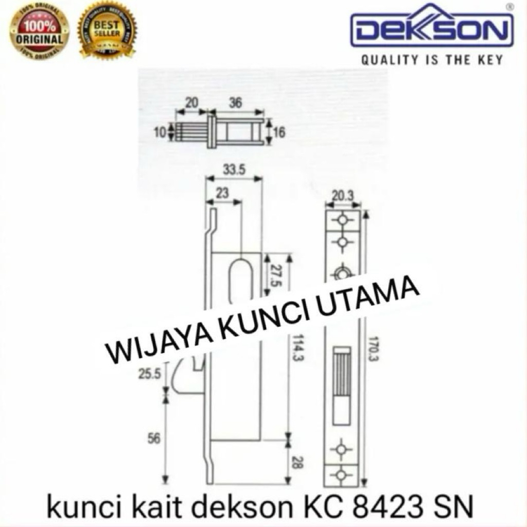 Kunci kait dekson kc 8423 kunci pintu sliding geser dekson 1 set