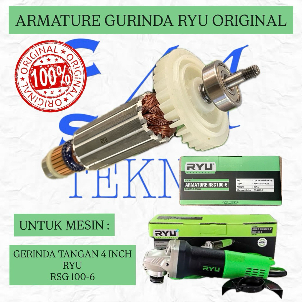 ARMATURE ANGKER GERINDA RYU RSG100-6 ORIGINAL ANGKER GERINDA TANGAN RYU RSG 100-6 ORIGINAL