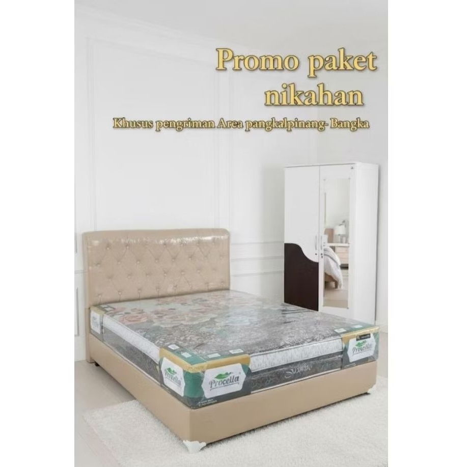 Kasur procella set lemari baju 2p paket nikahan murah