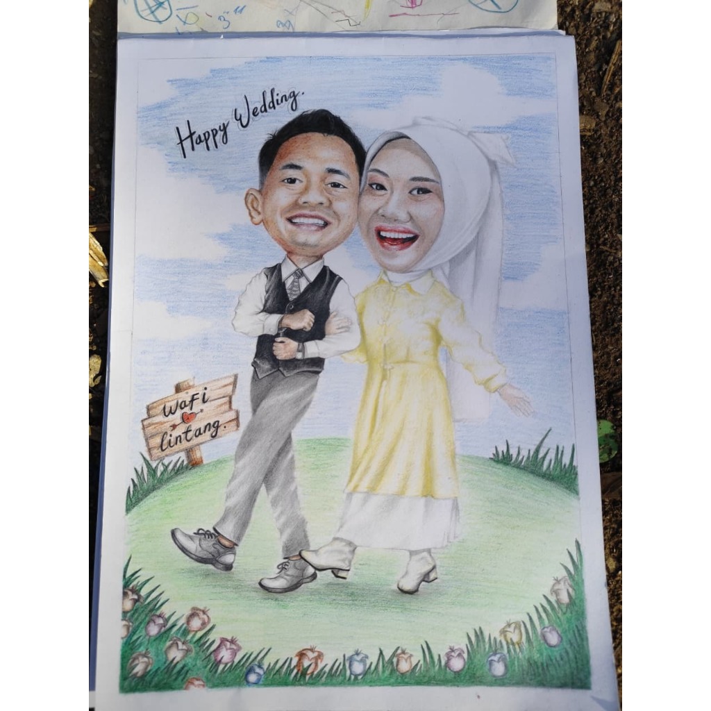 SKETSA WAJAH PENSIL BEWARNA A3, A4 DAN A5