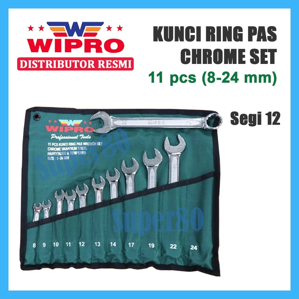 Wipro Kunci Ring Pas 1 Set 11pcs  Chrome Plated CRV 8-24 mm