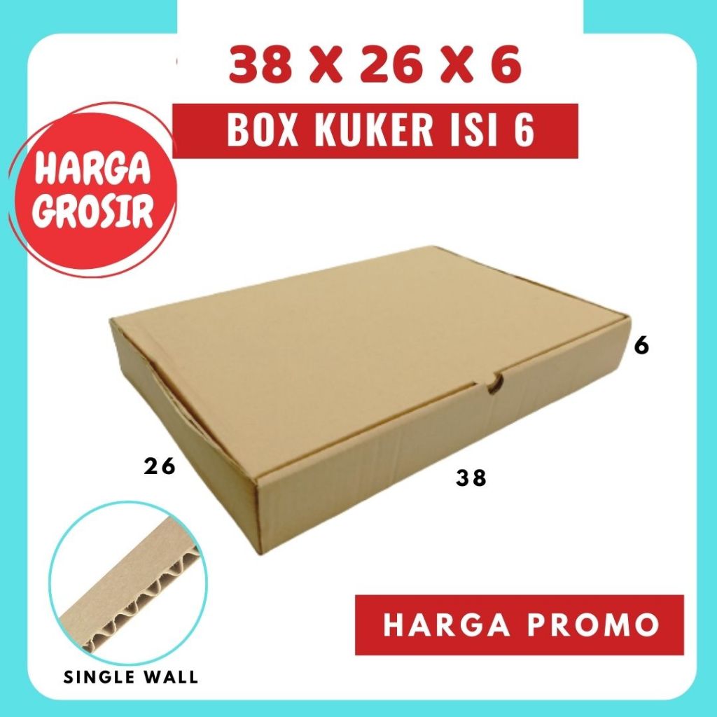 Box Kue Kering 38x26x6 LD Box Kuker 250 gr Isi 6 / Kardus Packing Lipat_Depan / Kuker/ Hampers/Oleh 