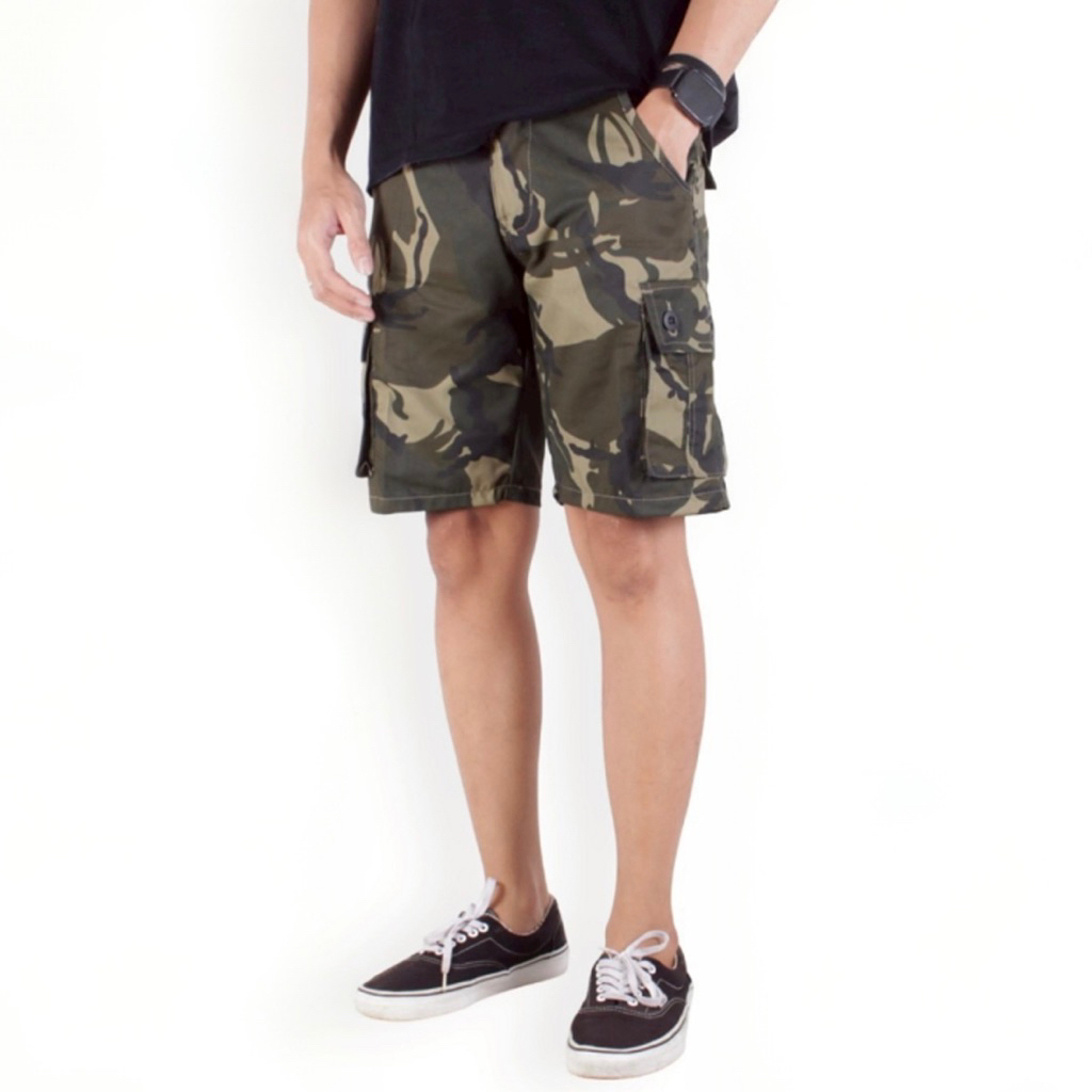 FORLIFE STORE - Celana Cargo Camo Pria Pendek Regular Fit