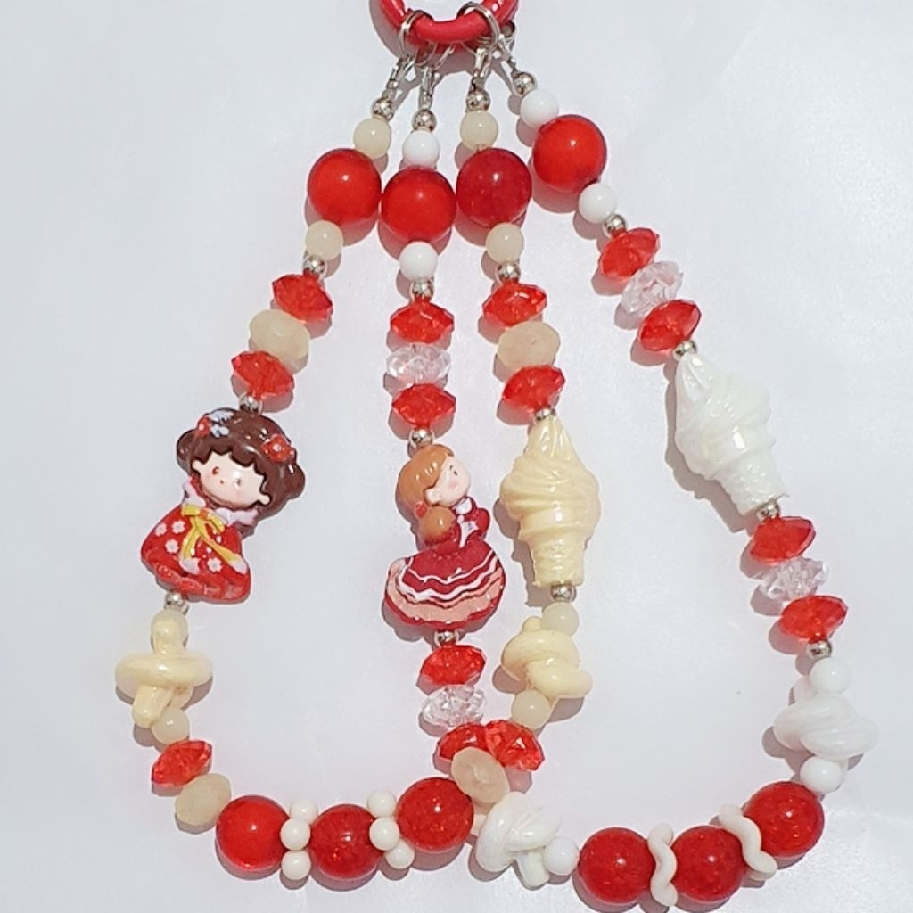 SERBA MERAH STRAP PHONE, GANTUNGAN TAS DAN HP, GANCI GANTUNGAN TUMBLER MANIK KARAKTER LUCU MURAH