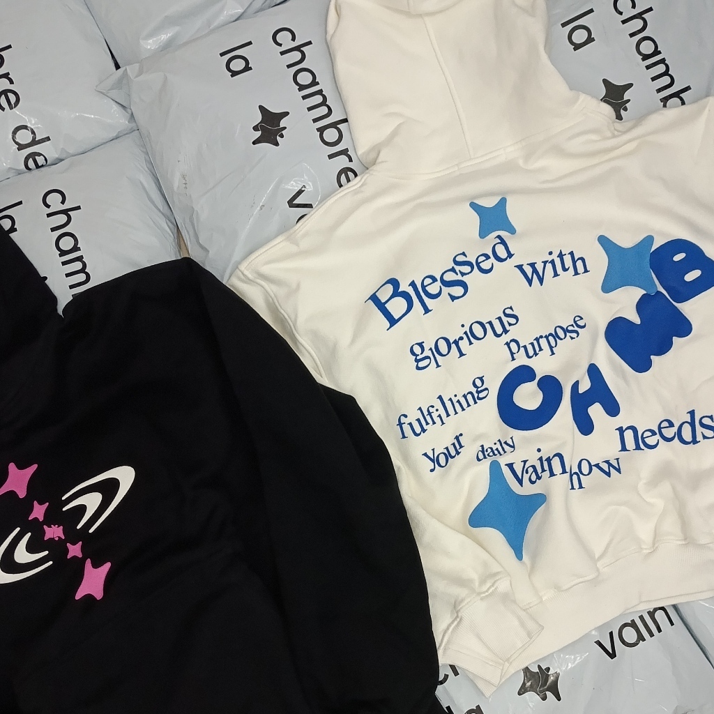 [100% Original] Chambre De La Vain Basic Black & White / Praedae Blessed Youth Grey Hoodie / Telepat