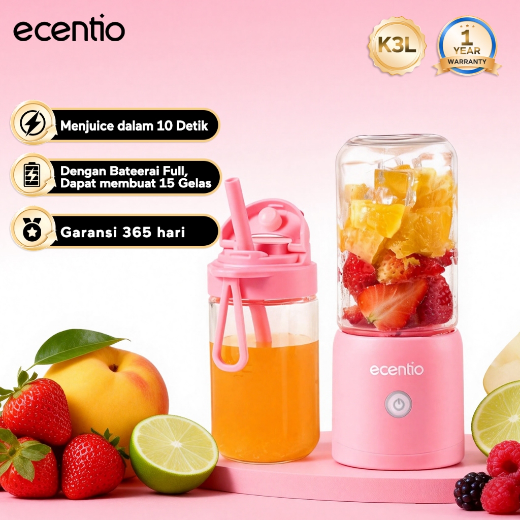 ecentio juicer portable 10 pisau juicer buah tanpa ampas 380ml+380ml blender jus buah juicer hand bl