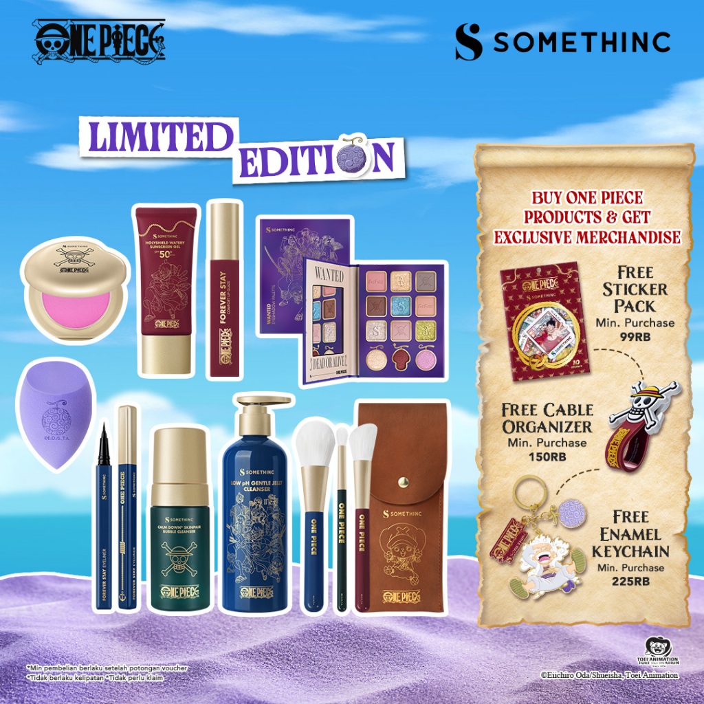 SOMETHINC MAKEUP One Piece Series - Eyeshadow Palette, Waterproof Liquid Eyeliner, Lip Glaze, Powder