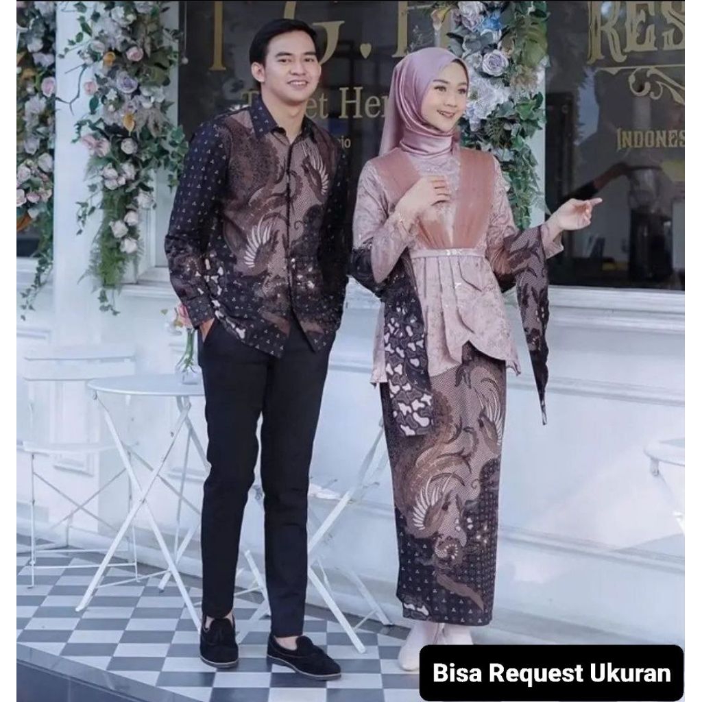 SET KEBAYA AVEENA NUDE ORI COUPLE KEMEJA BATIK PREMIUM CUSTOM ANAK & JUMBO / BAJU SETELAN SERAGAM BA