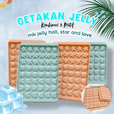 Cetakan es jeli agar kombinasi / Cetakan agar2 love bunga bintang bulat kecil /Cetakan es jelly buah