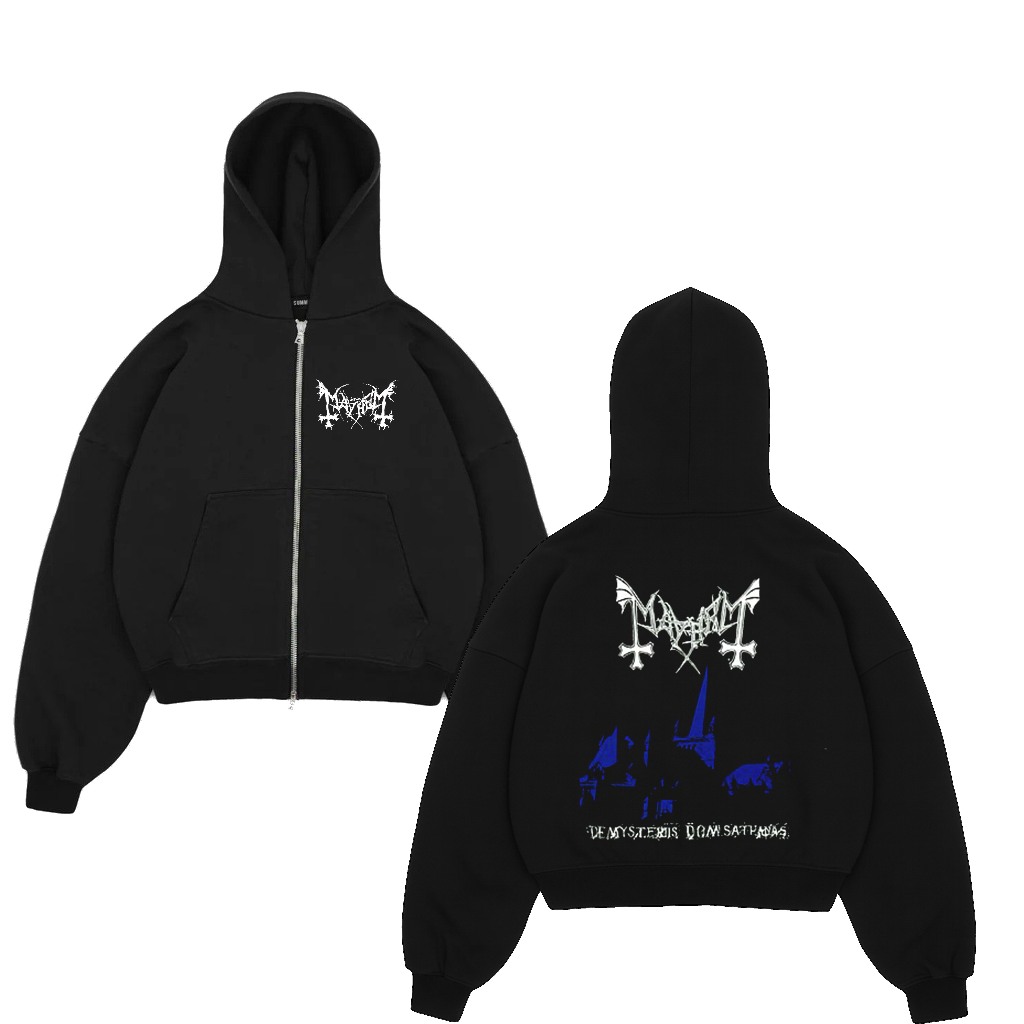 Verticool Jaket Zipper Hoodie Band Mayhem 100% Cotton Fleece