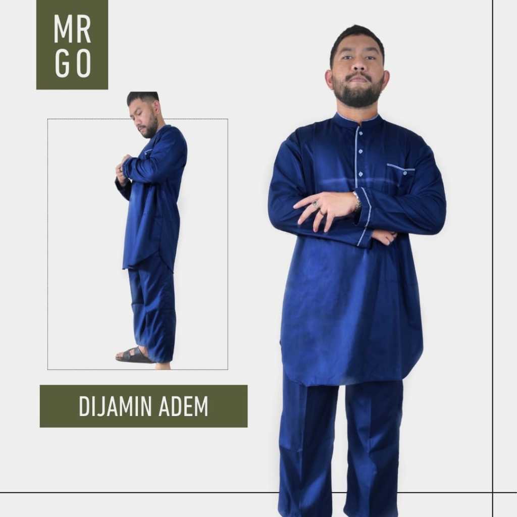 MRGO | Setelan Set Gamis Koko Pakistan Dewasa TOYOBO ADEM DINGIN Pria Biru Tua Donker Navy Dongker N