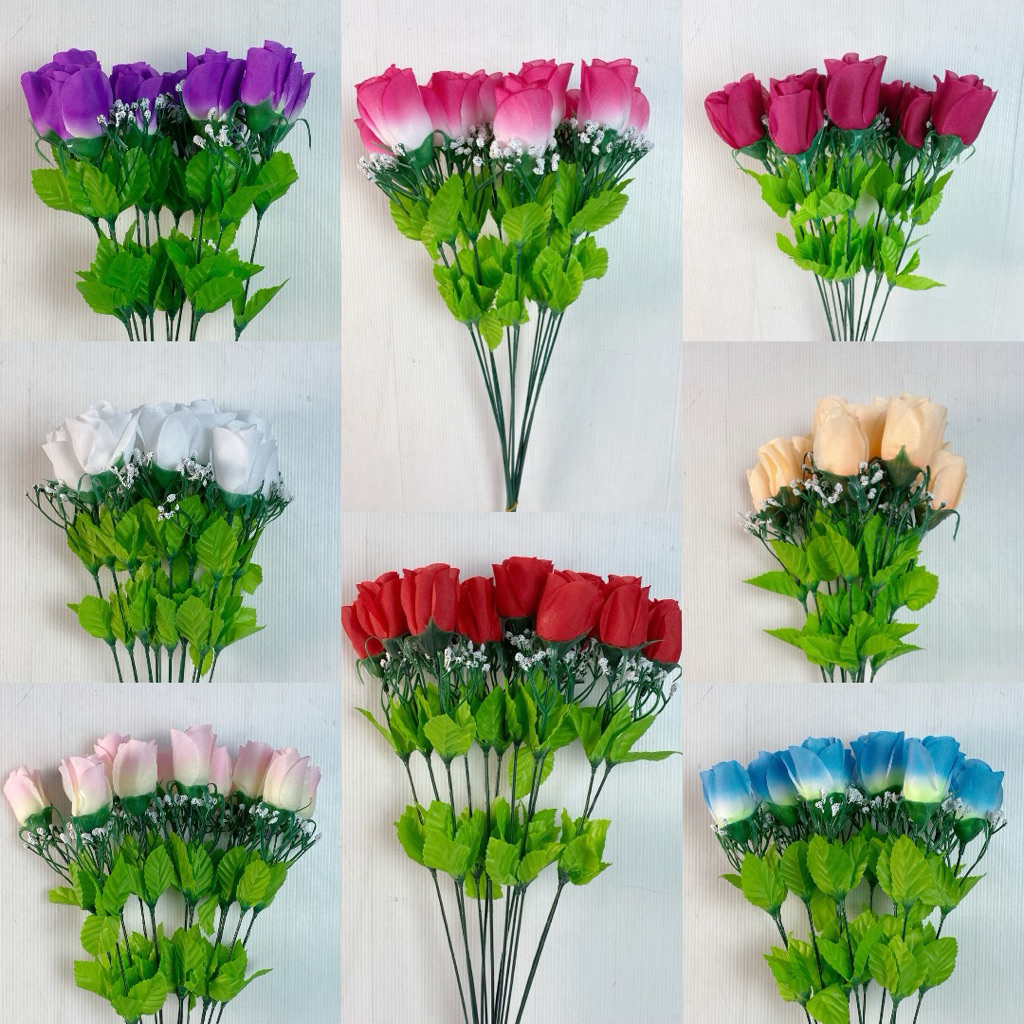 BUNGA MAWAR PALSU DEKORASI ARTIFICIAL SINGLE TANGKAI SATU