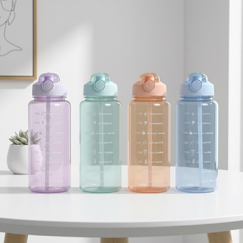 Botol Tumbler Minum 2 Liter Motivasi Anti Tumpah BPA Free Bening Transparan (motiv)