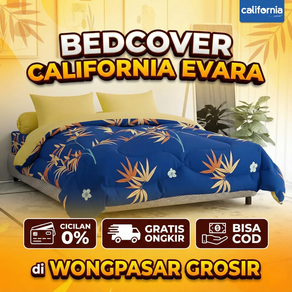 BEDCOVER CALIFORNIA 180 X 200 {sprei rumbai}