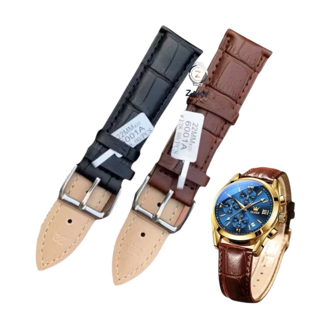 Strap Tali Jam Tangan OLEVS 2872 Strap Jam OLEVS2872 Kulit 18mm Sampai 24mm