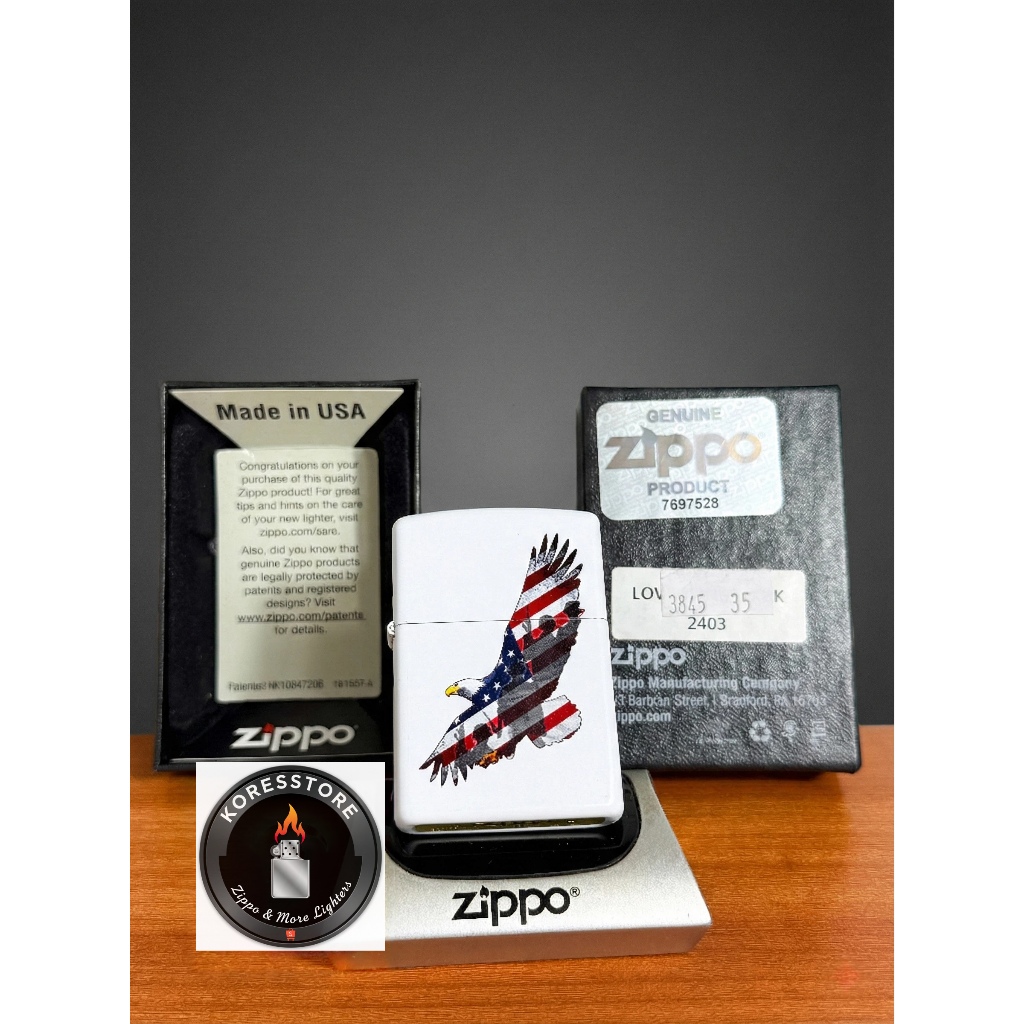Zippo Eagle Usa Flag 29418 Original With Seal Orange Made In USA