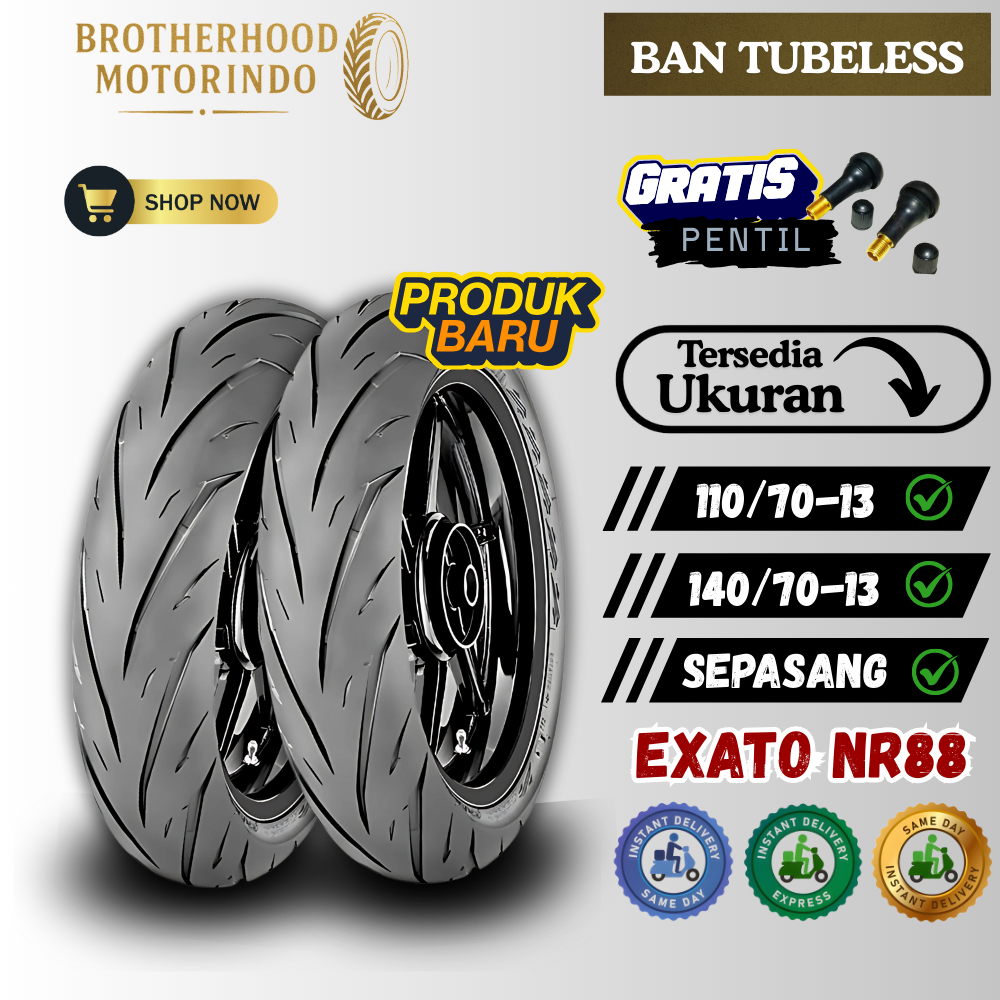 (PAKET SEPASANG) BAN IRC EXATO TUBELESS (110/70-13 / 140/70-13) BAN RING 13 / BAN IRC / BAN TUBBLES 